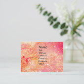 フルートポートレート/ピンク,明るい赤紫色,黄色のスパークル 名刺 (スタンド正面)