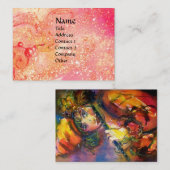 フルートポートレート/ピンク,明るい赤紫色,黄色のスパークル 名刺 (正面/裏面)