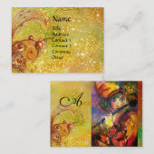 フルートポートレート/モノグラム黄褐色グリーン 名刺 (正面/裏面)