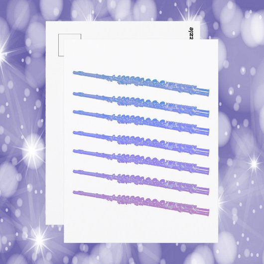 フルートミュージカル楽器ピンクブルーパープル ポストカード