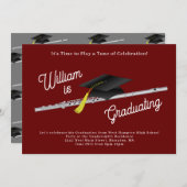 フルートミュージシャン卒業パーティー音楽 招待状 (正面/裏面)