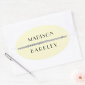 フルートミュージシャン音楽先生バンド 楕円形シール (封筒)