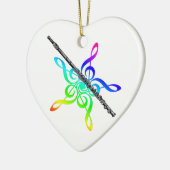 フルートミュージックのレインボークリスマス装飾品 セラミックオーナメント (左)