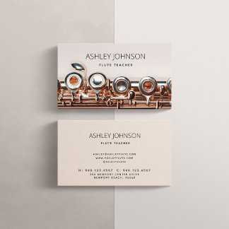 フルートモダン先生ソリスト赤面ピンクローズ金ゴールド 名刺