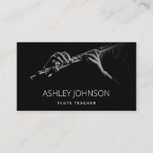 フルートモダン先生ソリスト黒白フォト 名刺 (正面)