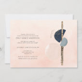 フルートリサイタル抽象芸術赤面ピンク&ネイビーブルー金ゴールド 招待状 (正面)