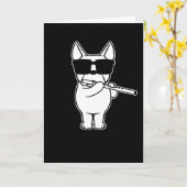 フルート付きフルート奏者 カード (黄色い花)