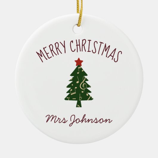 フルート先生カスタマイズ可能なクリスマスプレゼントオーナメント セラミックオーナメント (正面)