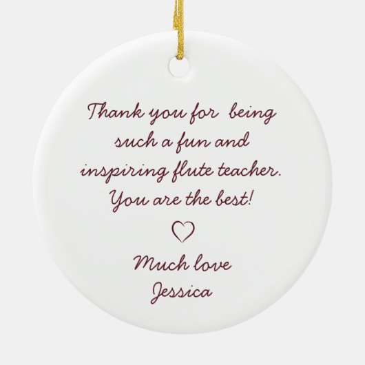 フルート先生カスタマイズ可能なクリスマスプレゼントオーナメント セラミックオーナメント (裏面)