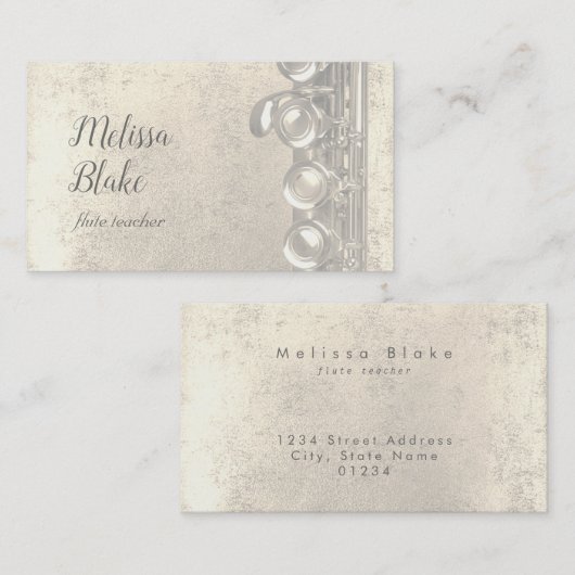 フルート先生フェイク金ゴールド箔トレブル 名刺 (正面/裏面)