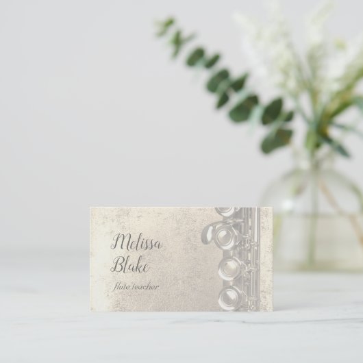 フルート先生フェイク金ゴールド箔トレブル 名刺 (スタンド正面)