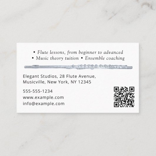 フルート先生ミュージカル楽器チューターインストラクター 名刺 (裏面)