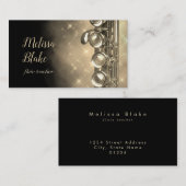 フルート先生黄金の水色の背景 名刺 (正面/裏面)