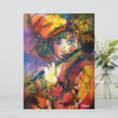 フルート奏者の肖像 ヴェネツィアンマスク ゴールドイエロー 招待状 (スタンド正面)