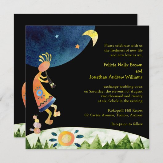 フルート奏者ココペリサウ結婚ムソン 招待状 (正面/裏面)