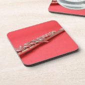 フルート学生ピンクの木管音楽 コースター (左側)