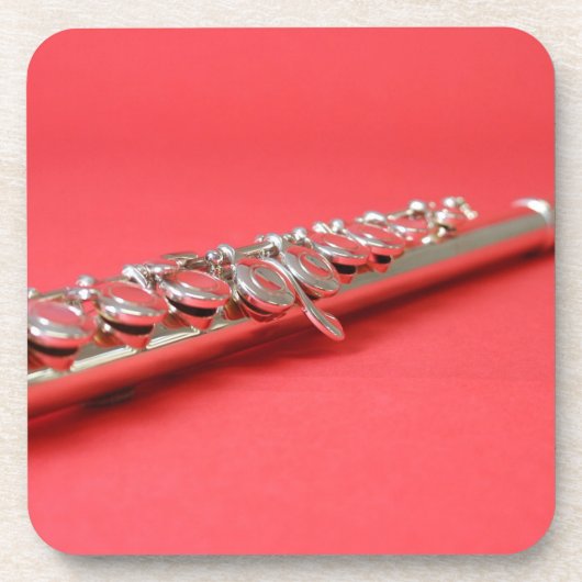 フルート学生ピンクの木管音楽 コースター (正面)