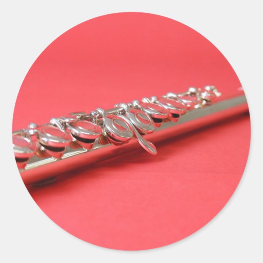 フルート学生ピンクの木管音楽 ラウンドシール (正面)