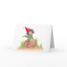 フルート小妖精や小人はがき