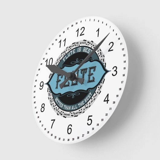 フルート最高の音符の円 ラウンド壁時計 (傾斜)