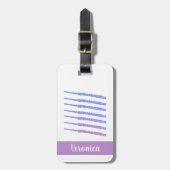 フルート木管風楽器ピンクブルーパーソナライズ ラゲッジタグ (正面縦)