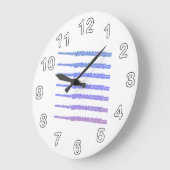 フルート木風ピンクブルーパープルナンバ ラージ壁時計 (傾斜)