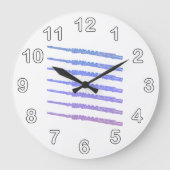 フルート木風ピンクブルーパープルナンバ ラージ壁時計 (正面)