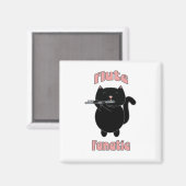 フルート楽器黒猫 マグネット (正面/裏面)