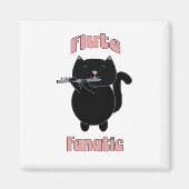 フルート楽器黒猫 マグネット (正面)