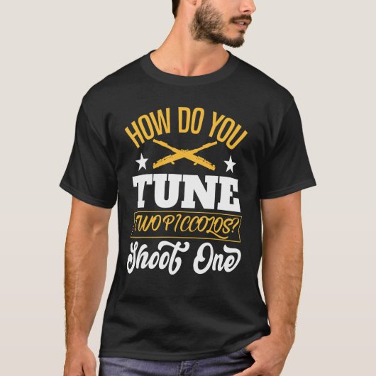 フルート演奏機用フルートのモチーフ1 Tシャツ (正面)