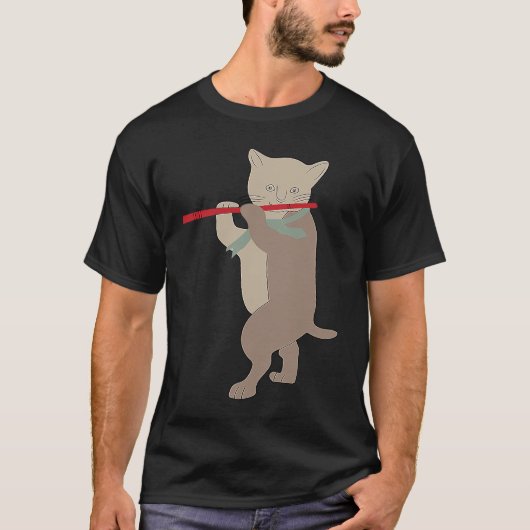 フルート猫 フルート 2 Tシャツ (正面)