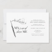 フルート発表会 私の杖が私を選んだ 引用 白黒 招待状 (正面)