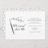 フルート発表会 私の杖が私を選んだ 黒と白 招待状 (正面/裏面)