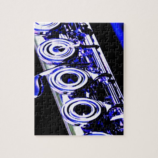 フルート芸術的シルバーメタル美しいおもしろい ジグソーパズル (縦)