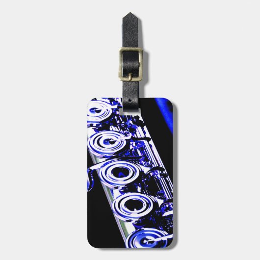 フルート芸術的シルバーメタル美しいおもしろい ラゲッジタグ (正面縦)