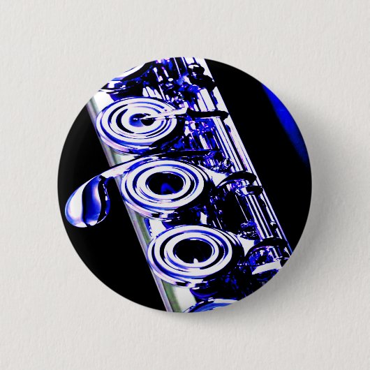 フルート芸術的シルバーメタル美しいおもしろい 缶バッジ (正面)