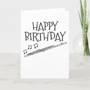 フルート誕生日カードフルートウッドウィンドミュージシャン サンキューカード