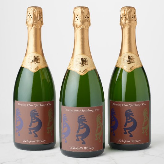 フルート遊のココペリ姿オンラストレッドチャンパ スパークリングワインラベル (ボトル)