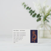 フルート遊のココペリ姿 – 青オンレッド 名刺 (スタンド正面)