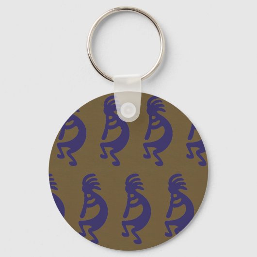 フルート遊のココペリ – 青（緑） キーホルダー (正面)