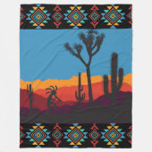 フルート遊の砂漠の風景ココペリ フリースブランケット (正面)