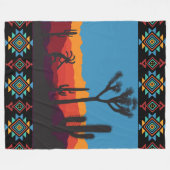 フルート遊の砂漠の風景ココペリ フリースブランケット (正面(横))