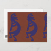 フルート遊ズココペリ姿 – ブルーオンラストリッド ポストカード (正面/裏面)