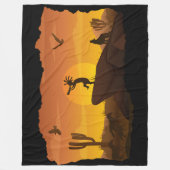 フルート遊ズデザートランドスケープココペリフリースB フリースブランケット (正面)