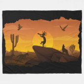 フルート遊ズデザートランドスケープココペリフリースB フリースブランケット (正面(横))