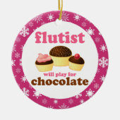 フルート音楽クリスマスの引用文のオーナメントのギフト セラミックオーナメント (正面)