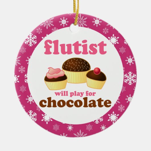 フルート音楽クリスマスの引用文のオーナメントのギフト セラミックオーナメント (正面)