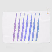 フルート音楽ピンクブルーパープル ゴルフタオル (横)