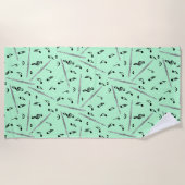 フルート音符パターンビーチタオル ビーチタオル (正面)