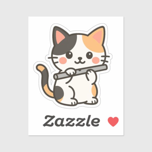 フルート キャリコ 猫 風 メロディー シール (シート)